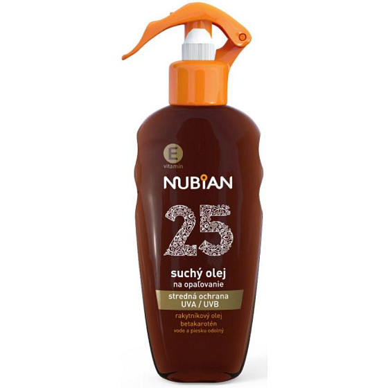Nubian OF25 vodě a písku odolný suchý olej na opalování sprej 200 ml
