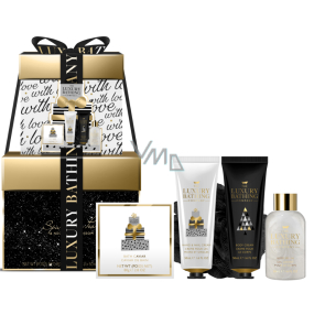 Grace Cole Sparkling Pear and Nectarine Blossom mycí gel 50 ml + perličky do koupele 80 g + krém na ruce a nehty 50 ml + tělový krém 50 ml + mycí houba, kosmetická sada pro ženy