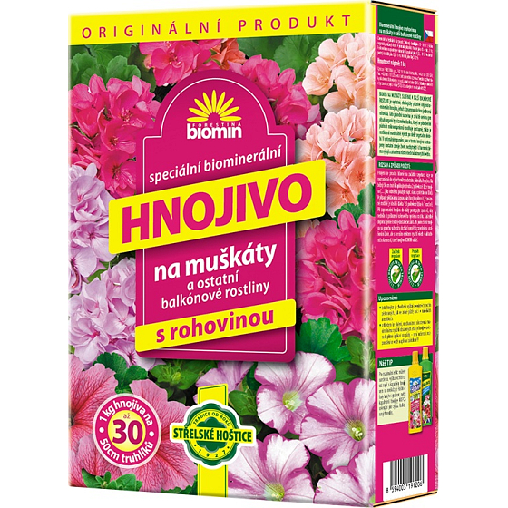 Forestina Biomin hnojivo na muškáty a další balkónové rostliny s rohovinou 1 kg