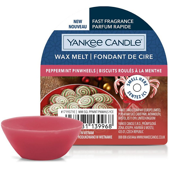 Yankee Candle Peppermint Pinwheels - Miętowe ciasteczka wosk zapachowy do kominków 22 g