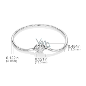 Charm Sterlingové stříbro 925 Náramek se zapínáním Mušle, hadí řetízek 18 cm