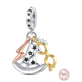 Zawieszka ze srebra 925 Harry Potter kapelusz, okulary, blizna, 3w1 do bransoletki Zawieszka ze srebra 925 Harry Potter kapelusz, okulary, blizna, 3w1 do bransoletki