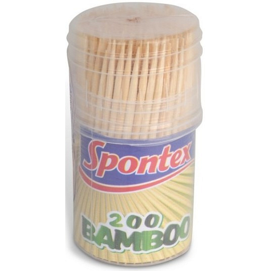 Spontex Wykałaczki bambusowe 200 sztuk pojemnik