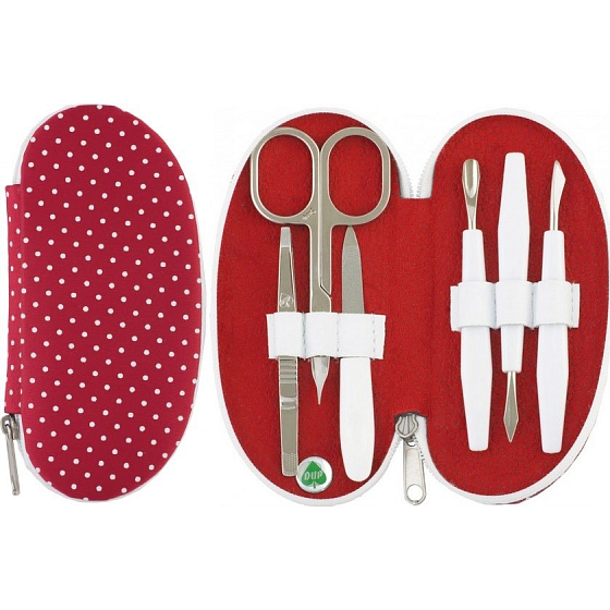 Dup Manikura Zora 6-częściowy Czerwony nylon w kropki wzór 230404-010