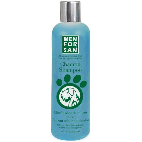 MenForSan Eliminující zápach srsti s vůní pudru přírodní šampon pro psy 300 ml