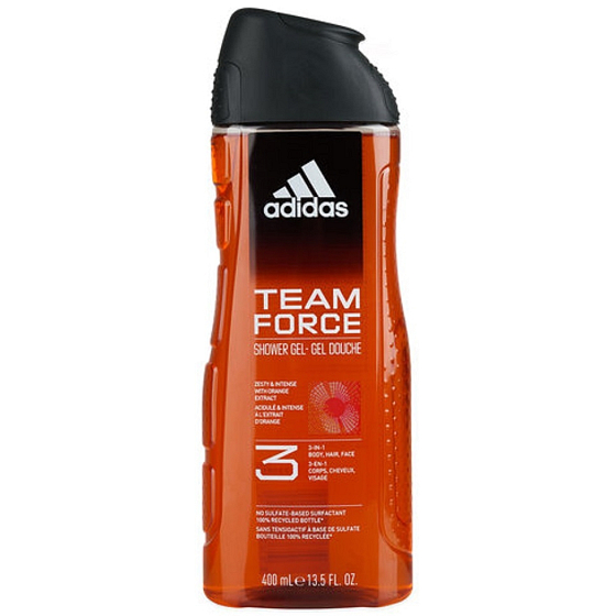 Adidas Team Force 3w1 żel pod prysznic do ciała, włosów i twarzy dla mężczyzn 400 ml