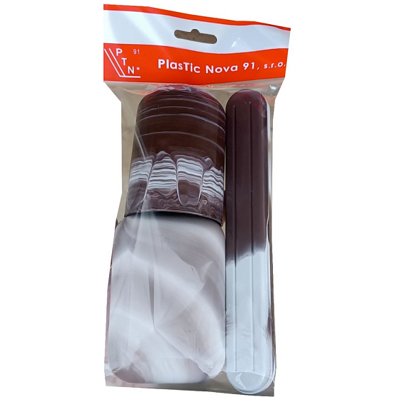 Plastic Nova Toaletní sáček souprava - cestovní toaletní sada Hnědá, kelímek, pouzdro na kartáček a mýdlo 3 kusy