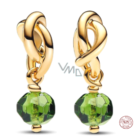 Charm Srebrny 925 Zwycięski pleciony fasetowany krąg w kolorze zielonym jasnym, zawieszka na bransoletkę symbol sierpnia Charm Srebrny 925 Zwycięski pleciony fasetowany krąg w kolorze zielonym jasnym, zawieszka na bransoletkę symbol sierpnia