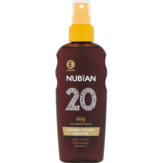 Nubian OF 20 Sprej olej na opalování, 150 ml
