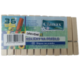 Clanax Drewniane klamerki do bielizny 36 sztuk