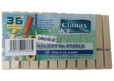 Clanax Drewniane klamerki do bielizny 36 sztuk