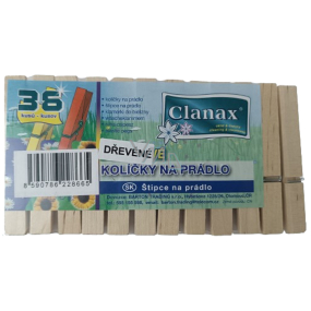 Clanax Drewniane klamerki do bielizny 36 sztuk