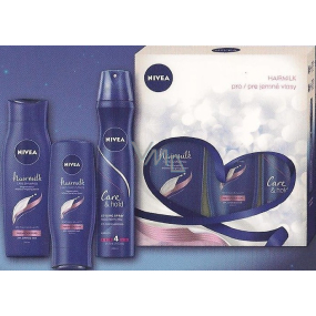 Nivea Hairmilk šampon na vlasy 250 ml + kondicionér 200 ml + lak na vlasy 250 ml, kosmetická sada