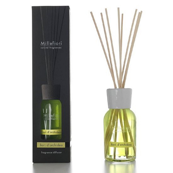 Millefiori Milano Natural Fiori D´Orchidea - Květy orchideje Difuzér 100 ml + 7 stébel v délce 25 cm do menších prostor vydrží 5-6 týdnů