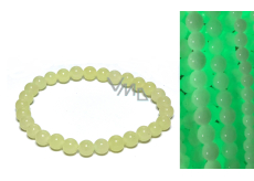 Jade Luminois Light Fosforeskujący, żółte światło w ciemności, bransoletka elastyczna naturalny kamień, kuleczka 6 mm / 16 - 17 cm