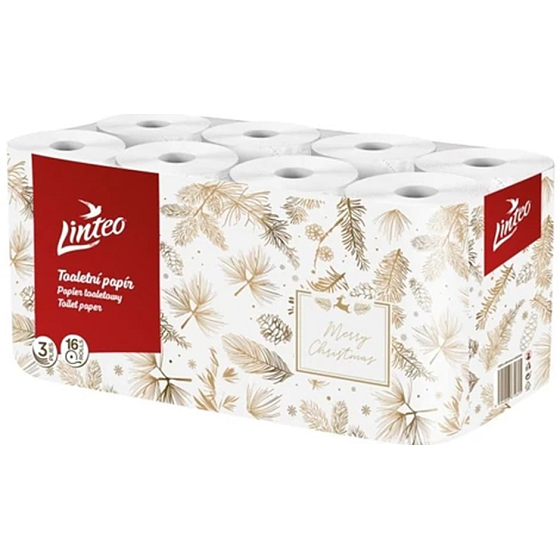 Linteo Wesołych Świąt papier toaletowy biały 3 warstwowy 16 sztuk