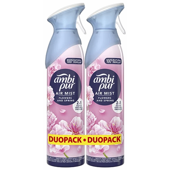 Ambi Pur Flower & Spring osvěžovač vzduchu 2 x 185 ml, duopack s květinovou a svěží jarní vůní