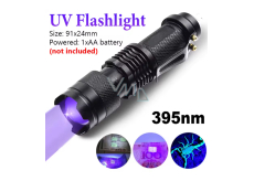 Svítilna přenosná LED UV svítilna 395 nm – kompaktní detektor nečistot a bankovek