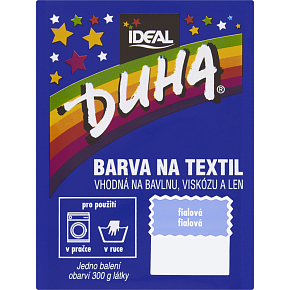 Ideal Duha fialová, barwa do tkanin na bawełnę, wiskozę i len, na 300 g tkaniny, 15 g