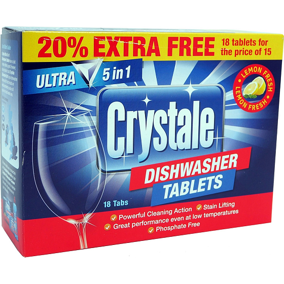 Crystale Ultra 5in1 Lemon Fresh tablety do myčky 18 kusů
