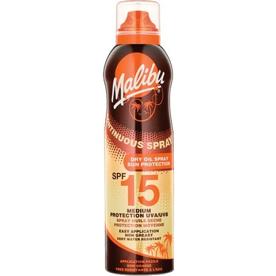 Malibu Dry Oil Spray SPF15 suchý olej na opalování 175 ml