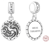 Zawieszka ze srebra próby 925 Gra o Tron herb Targaryenów, brelok do bransoletki film
