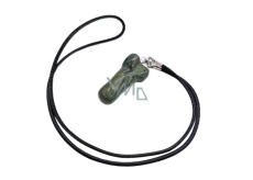 Jaspis zelený, stromový Penis amulet pro plodnost, přívěsek přírodní kámen ručně broušený 3 cm, kámen pozitivní energie