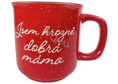 Albi Kameninowy kubek czerwony Jestem strasznie dobrą mamą 400 ml