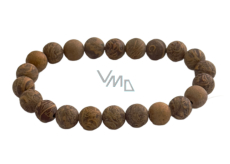 Jaspis Miriam, Sloní kůže, Caligraphy matný náramek elastický přírodní kámen, kulička 8 mm / 16 - 17 cm, kámen pozitivní energie