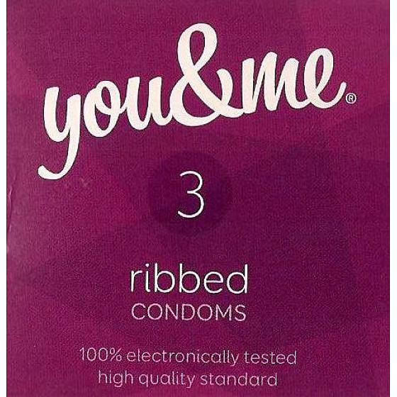You & Me Ribbed vroubkovaný lubrikovaný kondom 3 kusy