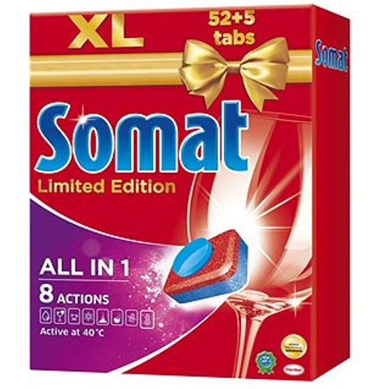 Somat All In 1 8 Actions tablety do myčky neobsahuje fosfáty, obohaceny o sílu kyseliny citrónové 52 + 5 kusů