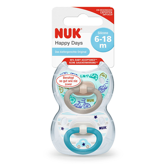 Nuk Classic Happy Days silikonové šidítko 6-18 měsíců Box