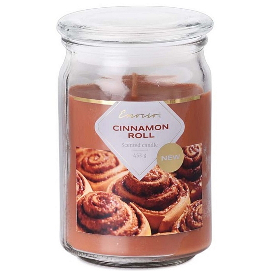 Emocio Cinnamon Roll - Skořicová rolka vonná svíčka sklo se skleněným víčkem 453 g 93 x 142 mm