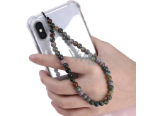 Achat Indyjski Bransoletka do telefonu przeciwko utracie, naturalny kamień koralik 6 mm / 26,5 cm, symbolizuje żywioł ziemi