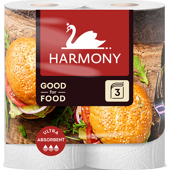 Harmony Good For Food Burger 3-warstwowe papierowe ręczniki 16,5 m, 2 rolki