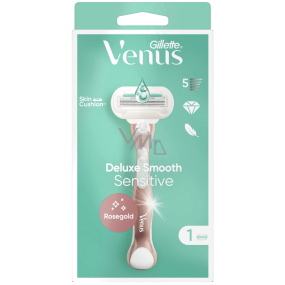 Gillette Venus Deluxe Smooth Sensitive Rosegold maszynka do golenia z 3 ostrzami + głowica zamienna 1 szt dla kobiet