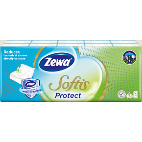 Zewa Softis Protect chusteczki papierowe 4-warstwowe, 10× 9 sztuk