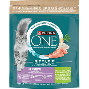 Purina ONE Bifensis Sensitive granule dla kotów indyk i ryż, 750 g