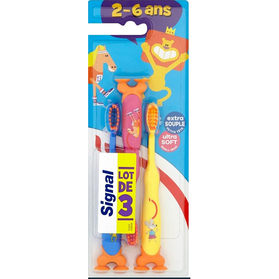 Signal Kids měkký zubní kartáček 2-6 let pro děti 3 kusy