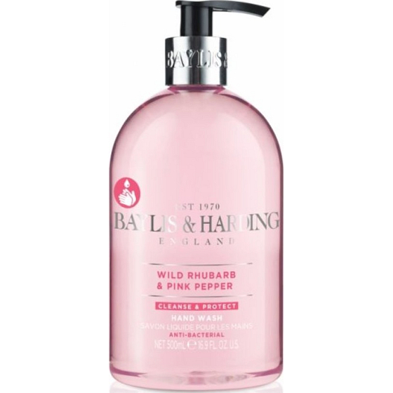 Baylis & Harding Divoká rebarbora a růžový pepř antibakteriální tekuté mýdlo na ruce dávkovač 500 ml