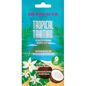 Dermacol Tropical Tahitian nawilżająca maska tekstylna z wodą kokosową i ekstraktem z kwiatu tiarée 15 ml
