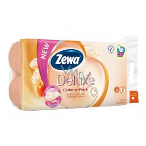 Zewa Deluxe Aqua Tube Kaszmirowy Brzoskwiniowy perfumowany papier toaletowy 150 arkuszy 3-warstwowy 8 sztuk, rolka, którą możesz spłukać