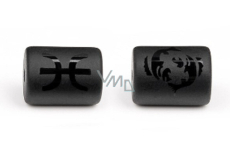 Onyx Ryby znak zodiaku, zawieszka do bransoletki naturalny kamień, wielkość 10 mm 1 sztuka, kamień żywy czarny
