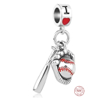 Zawieszka ze srebra próby 925 Baseball I Love 2w1 charms do bransoletki sport