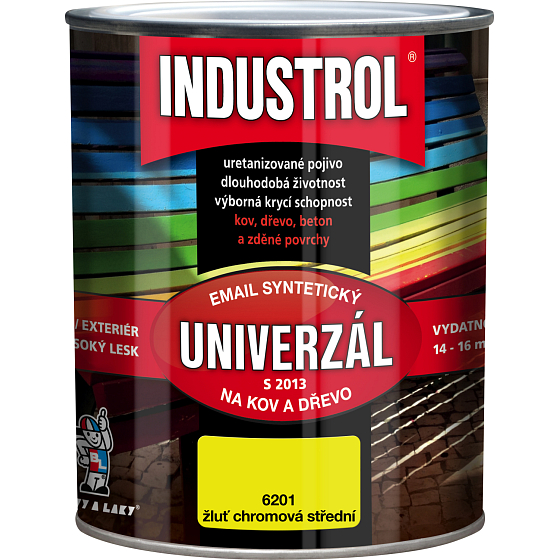 Industrol S2013 uniwersalny połysk farba na metal i drewno, 6201 chromowa żółć, 750 ml