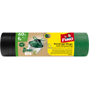 Fino Green Life recyklované PE zatahovací pytle na odpad, 63 × 72 cm, 60 l, 10 ks Fino Green Life recyklované PE zatahovací pytle na odpad, 63 × 72 cm, 60 l, 10 ks