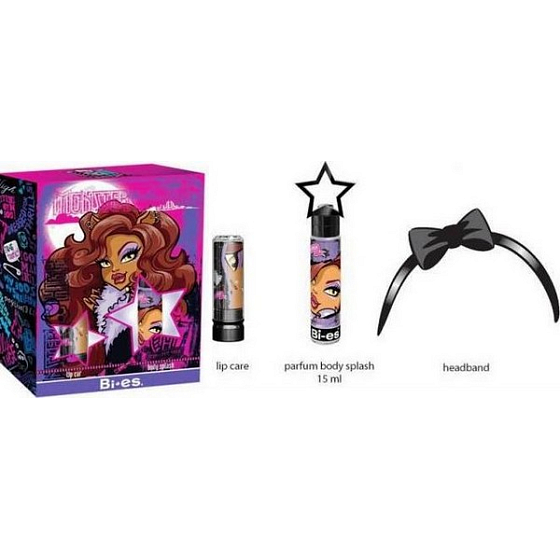 Mattel Monster High Clawdeen Wolf parfémovaná voda pro dívky 15 ml + balzám na rty + čelenka, kosmetická sada