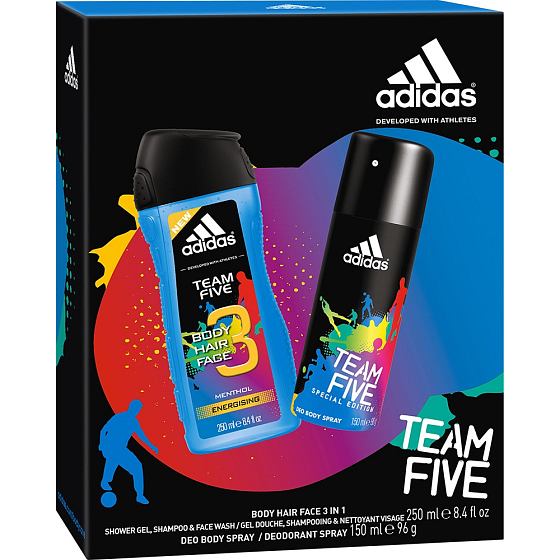 Adidas Team Five deodorant sprej pro muže 150 ml + sprchový gel 250 ml, kosmetická sada