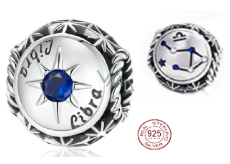 Zawieszka ze srebra próby 925 Znak zodiaku Waga, cyrkonie sześcienne, koralik do bransoletki