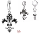 Charm Srebrna 925 Lilie z czarnymi cyrkoniami, zawieszka na bransoletkę symbol